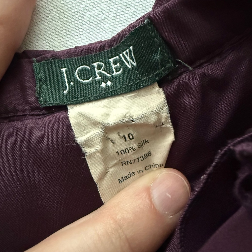 JCREW 100% Silk Rich Purple Ruffled Sleeveless Blouse - Picture 5 of 8